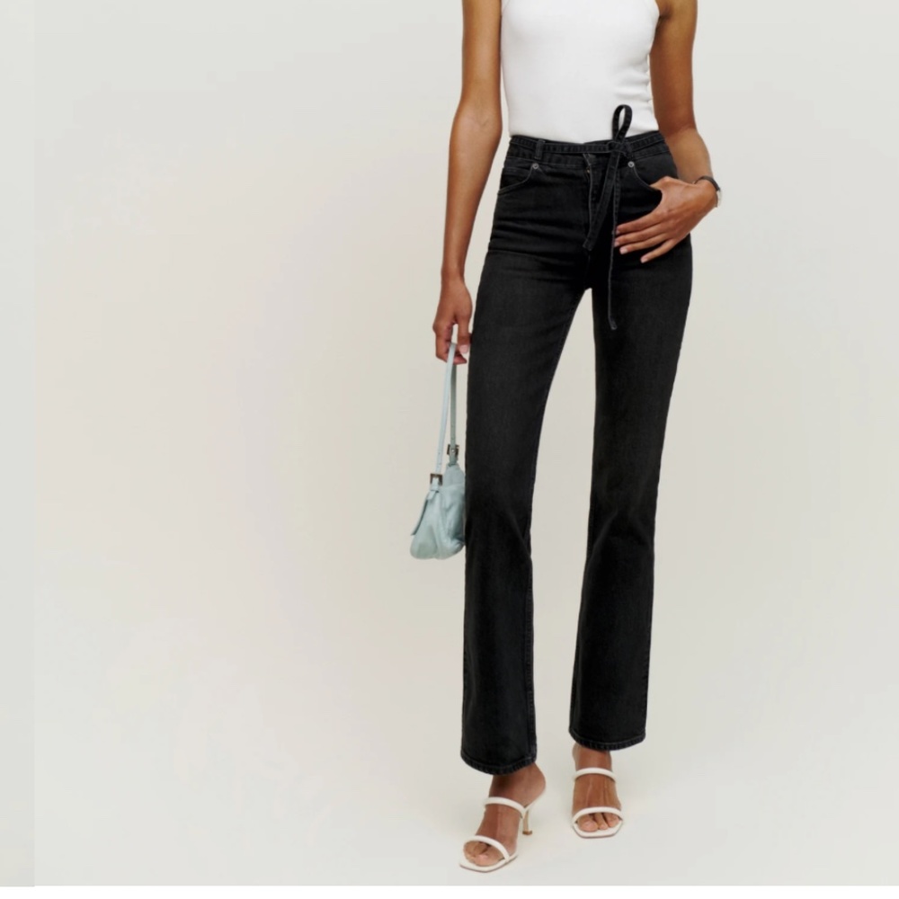 Reformation Rossi Belted High Rise Bootcut Jeans